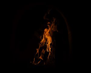 Preview wallpaper fire, flame, bonfire, dark, firewood