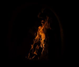 Preview wallpaper fire, flame, bonfire, dark, firewood