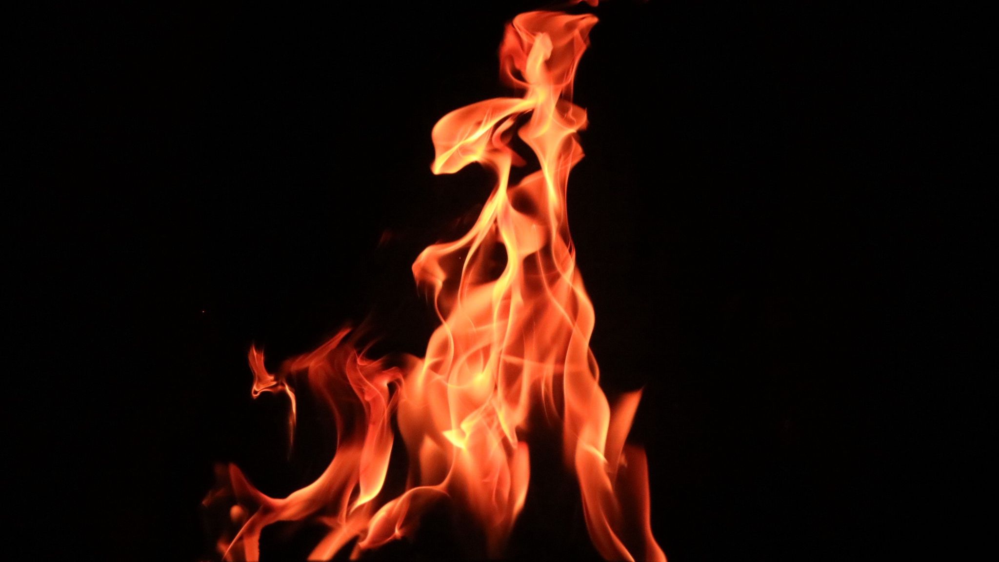 Download Wallpaper 2048x1152 Fire Flame Bonfire Dark Background