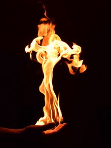 Preview wallpaper fire, flame, hand, dark