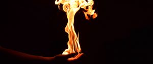 Preview wallpaper fire, flame, hand, dark