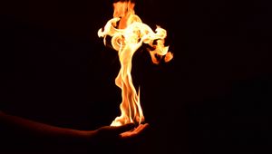 Preview wallpaper fire, flame, hand, dark