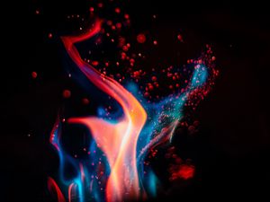 Preview wallpaper fire, flame, sparks, glare, dark
