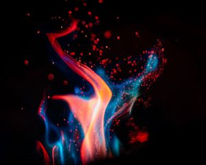 Preview wallpaper fire, flame, sparks, glare, dark