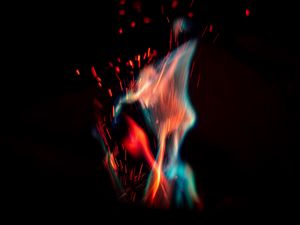 Preview wallpaper fire, flame, sparks, macro, dark