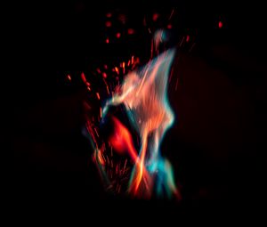 Preview wallpaper fire, flame, sparks, macro, dark