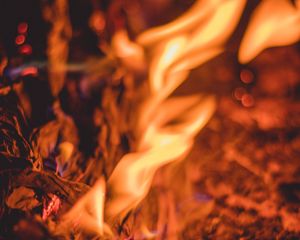 Preview wallpaper fire, flame, sparks, bonfire, dark