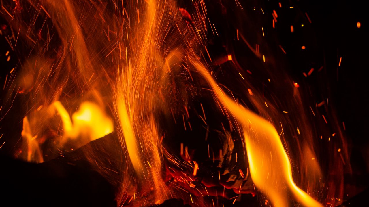 Wallpaper fire, flame, sparks, element, red