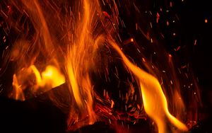 Preview wallpaper fire, flame, sparks, element, red