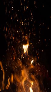 Preview wallpaper fire, flame, sparks, dark