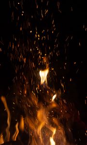 Preview wallpaper fire, flame, sparks, dark