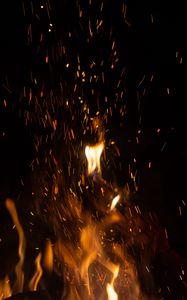 Preview wallpaper fire, flame, sparks, dark