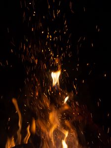 Preview wallpaper fire, flame, sparks, dark