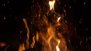 Preview wallpaper fire, flame, sparks, dark
