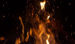 Preview wallpaper fire, flame, sparks, dark