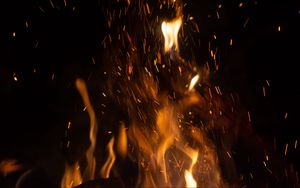 Preview wallpaper fire, flame, sparks, dark