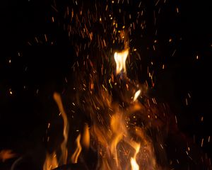 Preview wallpaper fire, flame, sparks, dark