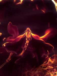 Preview wallpaper fire, flame, sword, old man, magician