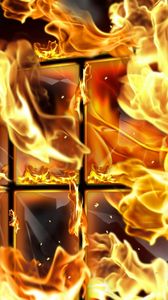 Preview wallpaper fire, flame, wire mesh, set fire