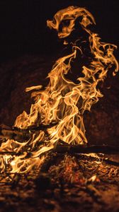Preview wallpaper fire, flames, ash, firewood