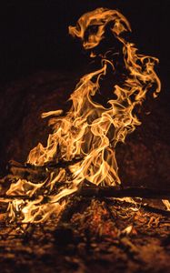 Preview wallpaper fire, flames, ash, firewood