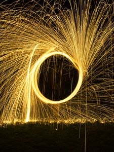 Preview wallpaper fire, glow, sparks, long exposure