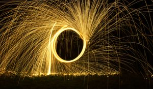 Preview wallpaper fire, glow, sparks, long exposure