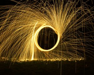 Preview wallpaper fire, glow, sparks, long exposure