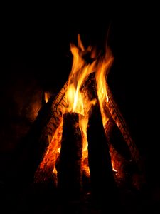 Preview wallpaper fire, logs, flame, darkness