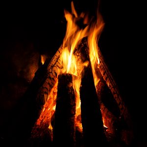 Preview wallpaper fire, logs, flame, darkness