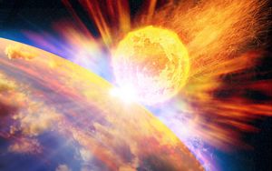 Preview wallpaper fire, meteor, apocalypse, planet, earth, space