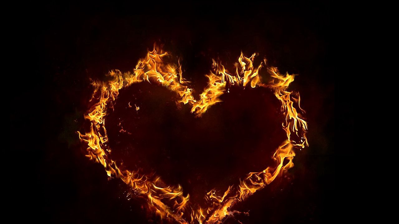 Wallpaper fire, smoke, background, heart