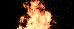 Preview wallpaper fire, sparks, bonfire, flame, night, dark