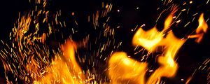 Preview wallpaper fire, sparks, bonfire, night, dark