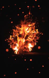 Preview wallpaper fire, sparks, dark, glare, bokeh