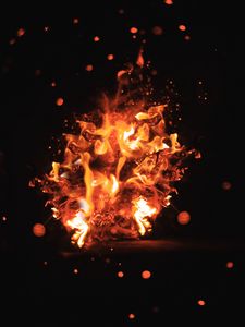 Preview wallpaper fire, sparks, dark, glare, bokeh