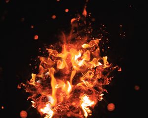 Preview wallpaper fire, sparks, dark, glare, bokeh