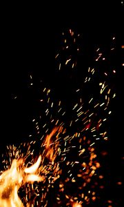 Preview wallpaper fire, sparks, dark, bonfire