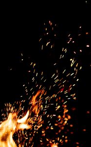 Preview wallpaper fire, sparks, dark, bonfire