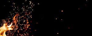 Preview wallpaper fire, sparks, dark, bonfire