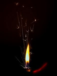 Preview wallpaper fire, sparks, flame, darkness, lighter