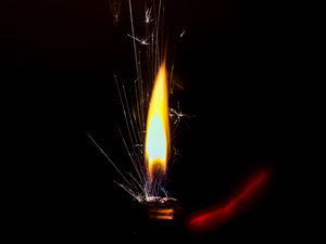 Preview wallpaper fire, sparks, flame, darkness, lighter