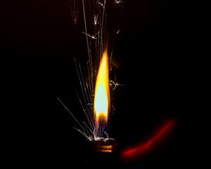 Preview wallpaper fire, sparks, flame, darkness, lighter