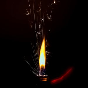 Preview wallpaper fire, sparks, flame, darkness, lighter