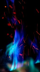 Preview wallpaper fire, sparks, flame, blue, abstraction
