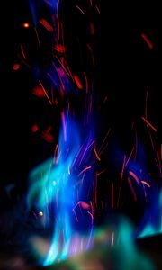 Preview wallpaper fire, sparks, flame, blue, abstraction