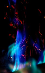 Preview wallpaper fire, sparks, flame, blue, abstraction