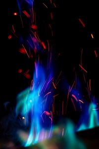 Preview wallpaper fire, sparks, flame, blue, abstraction