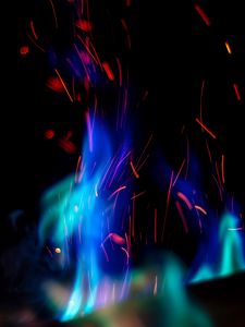 Preview wallpaper fire, sparks, flame, blue, abstraction