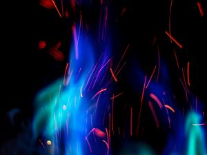 Preview wallpaper fire, sparks, flame, blue, abstraction